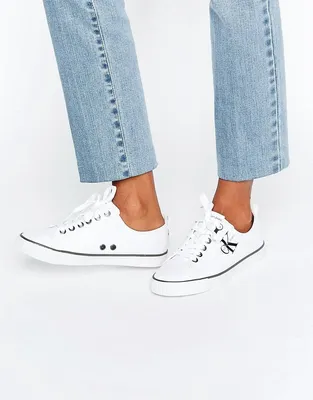 Calvin Klein Jeans Dora White Canvas Sneakers, $60 | Asos | Lookastic