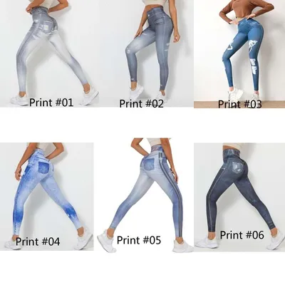 Women's Workout Running Leggings Jeans Scrunch Butt Lift High Waisted Yoga  Pants | eBay