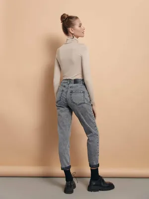 HUGO - Slim-fit mom jeans in blue stretch denim