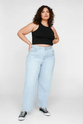 Premium Denim High Waisted Mom Jeans in Distressed Light Mid-Wash - Grace  and Lace