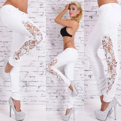 Джинсы wide leg с отделкой из кружева 3451405705-103 - купить в  интернет-магазине LOVE REPUBLIC по цене: 5 999 ₽