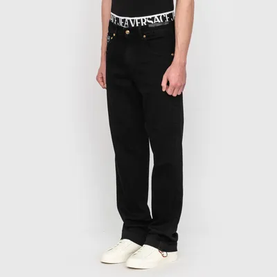 Versace Allover Regular-Fit Jeans Black | Versace US