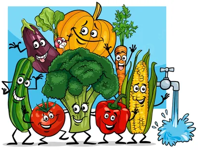 мультяшная иллюстрация группы персонажей еды из счастливых овощей Фон,  графический, Морковь, овощной фон картинки и Фото для бесплатной загрузки