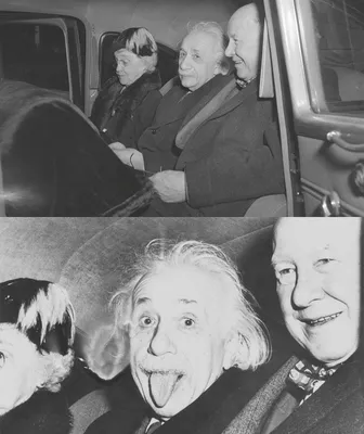 Альберт Эйнштейн за мгновение до его знаменитого фото с высунутым языком |  Пикабу