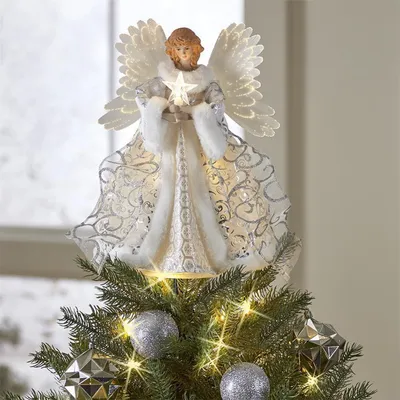 Украшение верхушки рождественской елки с куклой ангела светодиодные огни  освещение рождественской елки верхняя звезда снеговик фото - купить по  выгодной цене | AliExpress