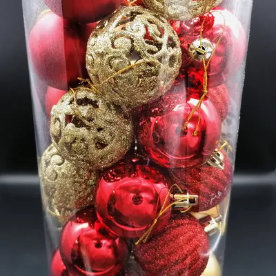 Набор маленьких елочных шаров 50 шт (Красные/Золотые)