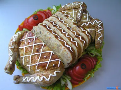 Курица, фаршированная блинами (праздничная) - пошаговый рецепт с фото на  Повар.ру