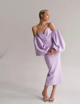 Сиреневое платье со съемными рукавами Magnifique (Арт 518/9.1) в оптовом  интернет-магазине женской одежды Lipinskaya Brand