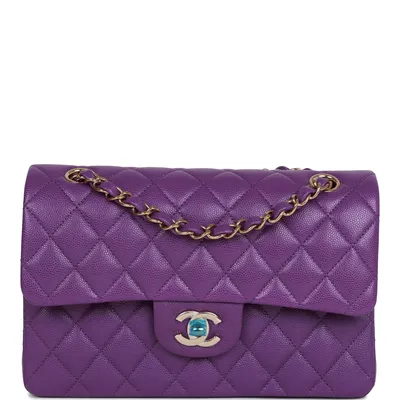 Chanel Purple Caviar Small Classic Double Flap Bag Light Gold Hardware –  Madison Avenue Couture