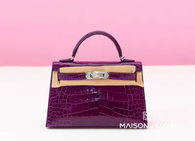 Hermes Cassis Purple N5 Crocodile Alligator Kelly 25 Bag Pochette Clutch –  MAISON de LUXE