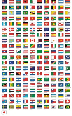 Флаги стран мира, флаг Испании, США, Италии, Китая, Германии и других стран.