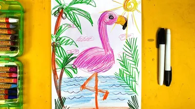 Картон-фламинго Векторная иллюстрация милого фламинго Рисование птиц для  детей Зоопарк для детей Иллюстрация вектора - иллюстрации насчитывающей  фламингоы, экзотическо: 157586312
