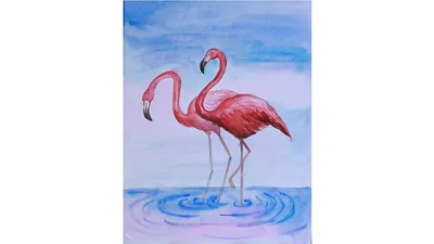 Уроки рисования. Как нарисовать фламинго акварелью How to draw Flamingos |  Art School - YouTube