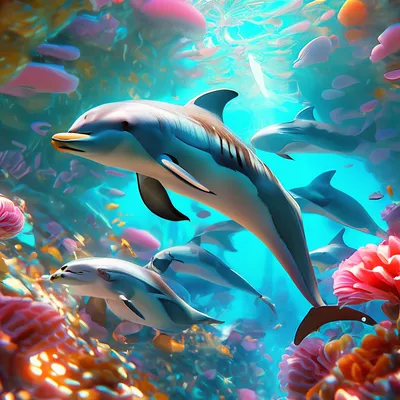 Картина по номерам Strateg ПРЕМИУМ Дельфины под водой с лаком разме...