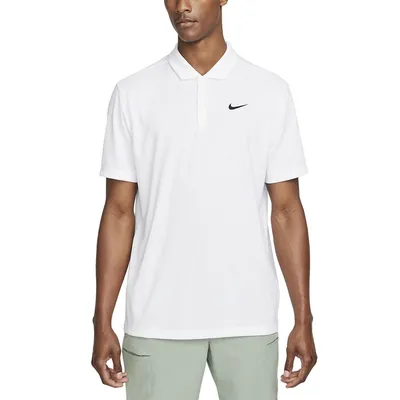 теннисная футболка мужская Nike Court Solid Polo white/black. TennisMaster  | TennisMaster