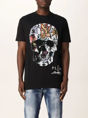 PHILIPP PLEIN: Футболка для него - Черный | Philipp Plein Футболка  UTK0129PJO002N на сайте GIGLIO.COM