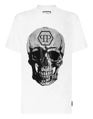 T-shirt Round Neck SS Skull and Plein with Crystals | Philipp Plein