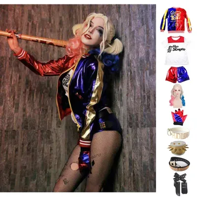 Birds of Prey Cosplay Harley Quinn Joker Vest Jumpsuit Costume Halloween  Suit | eBay