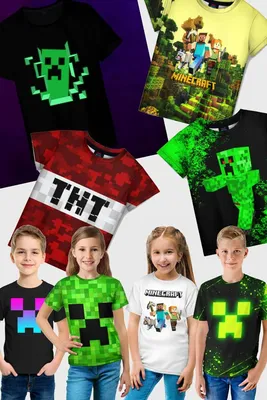 Купить Футболка Minecraft Boys Creeper Inside | Joom