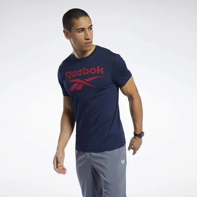 Футболка мужская Reebok Ri Big Logo Tee синяя M - купить в Москве, цены на  Мегамаркет