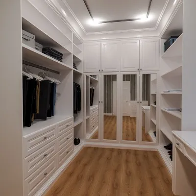 Встроенная гардеробная в комнате - 68 фото