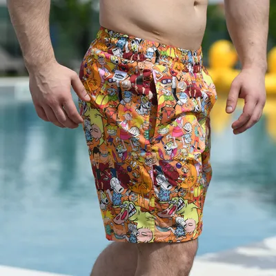 Мужские пляжные шорты Pobedov Pool day Multiki S M L XL 2XL 3XL(46 -56)  желтые с рисунком мультиков No Brand жёлтые пляжные ‣ Цена 800 грн ‣ Купить  в интернет-магазине Каста ‣