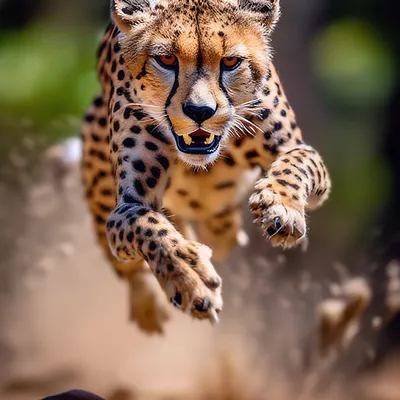 Гепард в прыжке профессиональное фото…» — создано в Шедевруме