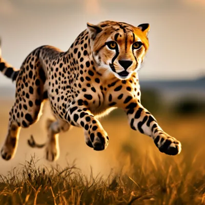 роскошный гепард в прыжке в …» — создано в Шедевруме