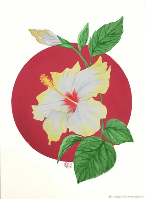 Картина Тропический Цветок Гибискус акварель – купить онлайн на Ярмарке  Мастеров – QUYFSRU | Картины, Пермь