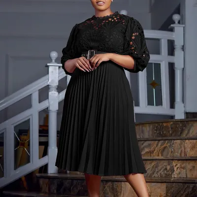 Женское кружевное платье с вырезами, Повседневное платье для полных, весна  2023 | AliExpress