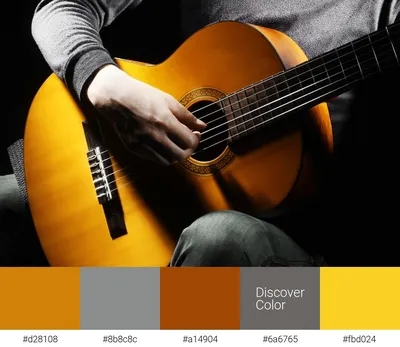 Изгиб гитары желтой - фото и цвета на картинке