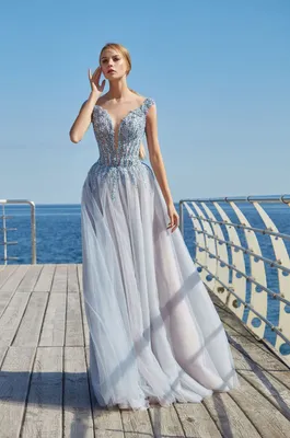 Пышное свадебное платье голубого цвета Secret Sposa Tiffani | Купить  свадебное платье в салоне Валенсия (Москва)