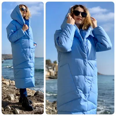 Женский пуховик Moncler голубой LM-10125 – Lazurka Mall