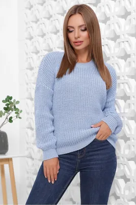 Теплый голубой свитер со структурным узором — Shpulya.com - схемы с  описанием для вязания спицами и крючком