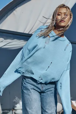 Голубой свитер в стиле оверсайз - купить в интернет-магазине женской одежды  Natali Bolgar