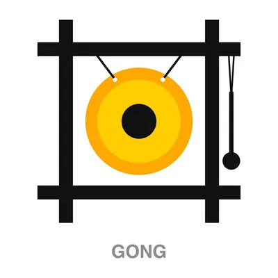 Гонг музыкальный инструмент плоская иллюстрация | Премиум векторы