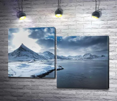 ᐉ Модульная картина ArtPoster Маленький причал на фоне холодных снежных гор  130x88 см Модуль №5 (002511)