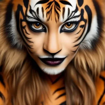 Stunning Half-Face Tiger Face Paint