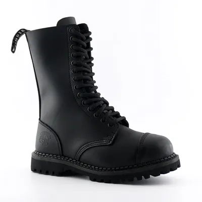 Men's Women's Grinders Stag Black Lace Up Leather Combat Uniform Boots New  | eBay