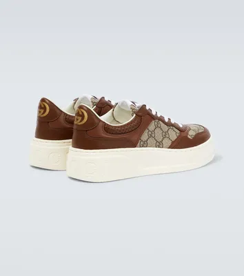 GUCCI Monogrammed Coated-Canvas and Leather Sneakers for Men | MR PORTER