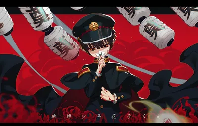 Обои фуражка, военная форма, японец, черный плащ, красный ликорис, руки в  крови, Jibaku Shounen Hanako-kun картинки на рабочий стол, раздел сёнэн -  скачать