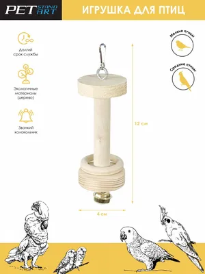 Игрушка для птиц \"Dumbell Ring\" PetStandArt, Размер 13x4cм. Материал: Дерево