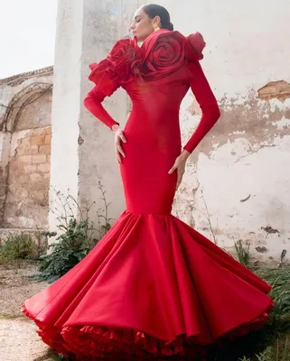 Очаровательные красные испанские вечерние платья, белые свадебные платья в  горошек с юбкой-годе, женское Плиссированное длинное испанское платье с  оборками и рукавом-фонариком | AliExpress