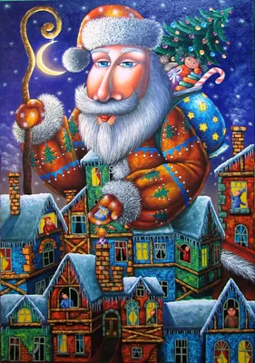 Morozik Grandfather Came to Us\" or \"Santa Claus\" by Zurab Martiashvili 2011  | Santa claus, Unique paintings, Christmas pictures