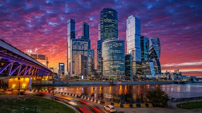 Обои город, москва, москва сити, ночь, небоскрёб на рабочий стол