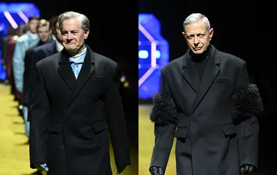 Посмотрите, как Джефф Голдблюм и Кайл Маклахлан гуляют по показу мод Prada
