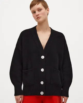 Cashmere Cardigan in Black | 7 For All Mankind