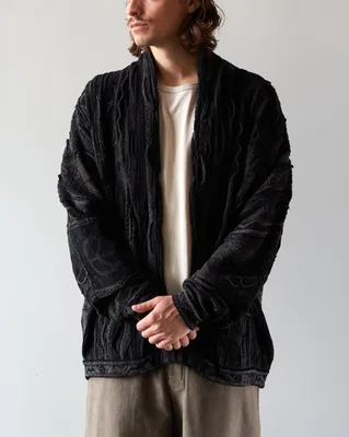 Black | Mens Lambswool V Neck Cardigan | WoolOvers US