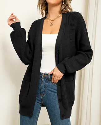 Feather cardigan | Black knitted cardigan by Sleeper