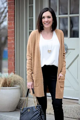 Black Cigarette Pants with a Long Cardigan